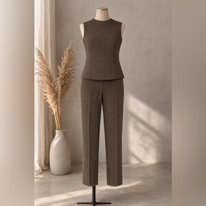 Vintage Finity Studio 100% Wool Brown Tweed 2-Piece Set